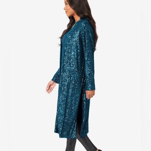 Romans Brand Size 18W Lavender Lilac Sequence Duster Brand New With Tags - Picture 6 of 8